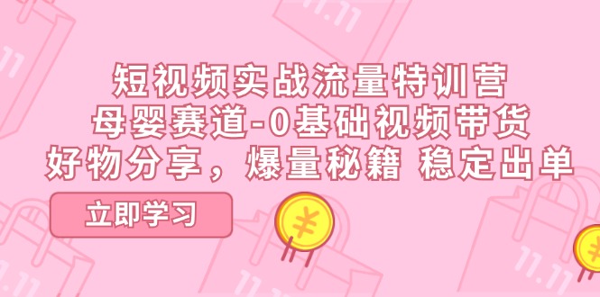 母婴短视频带货特训营 零基础学好物分享 爆款秘籍助你稳定出单