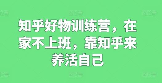 知乎好物营 居家变金手 养活自己新篇章