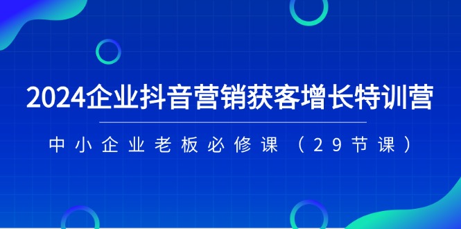 2024抖音营销特训营 中小企业老板必学29招-九零创业网