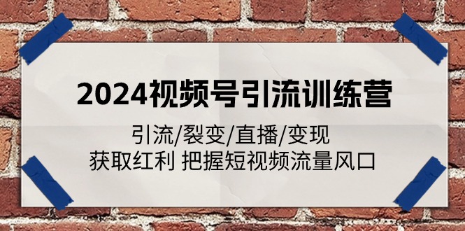 短视频流量风口 2024视频号引流训练营 裂变变现 赢取短视频红利