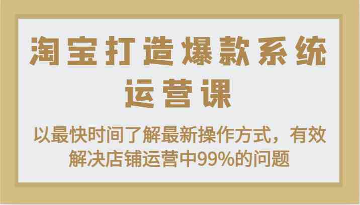 淘宝爆款速成秘籍 一课解决99%运营难题