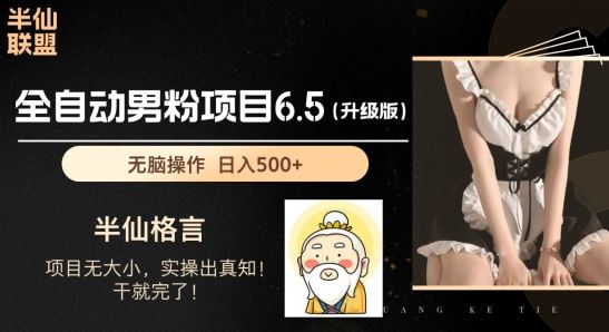 全自动男粉项目6.5升级版 日入千元的秘密揭晓