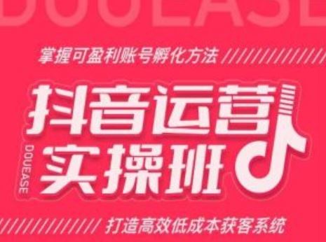 抖音运营实操班 高效孵化盈利账号 低成本获客系统