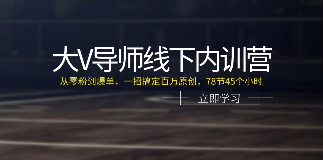 11261期大V导师营 爆单秘籍 百万原创 45小时速成-九零创业网