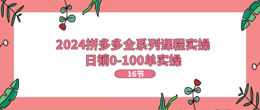 拼多多新手日销破百 16课实操全攻略-九零创业网