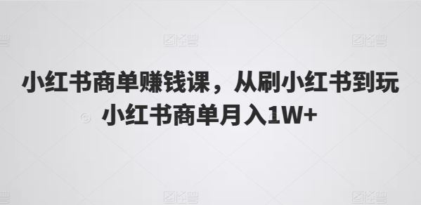 小红书商单攻略 月入过万轻松玩转-九零创业网