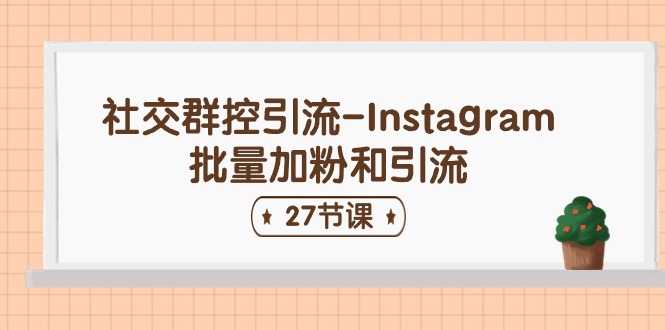 Instagram批量吸粉引流课程 27节秘籍解锁