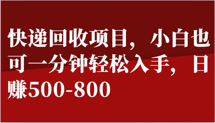 快递回收小白速成 日赚500+轻松赚钱法-九零创业网