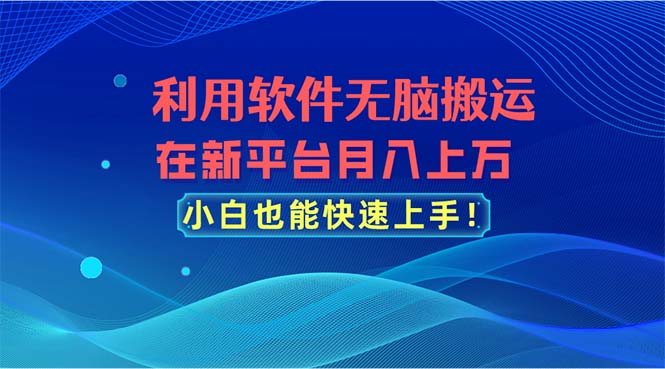 软件搬运新平台月入过万 小白轻松上手