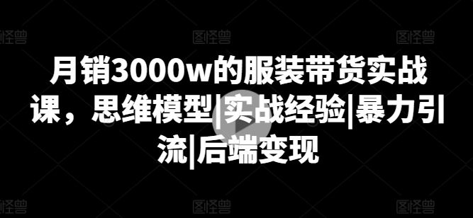 月销3000万服装带货秘籍 实战引流变现全攻略