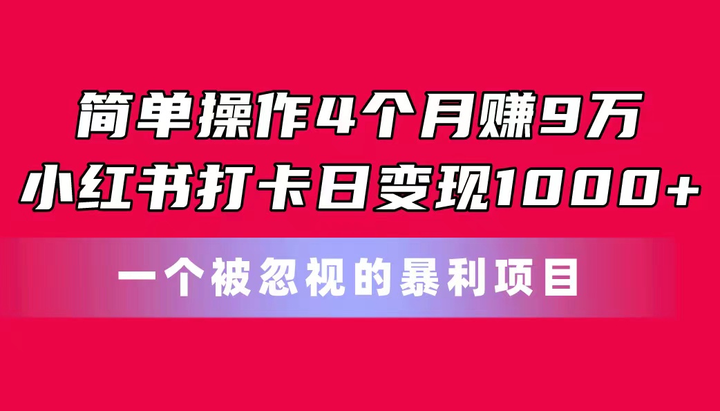 4月轻松赚9万 小红书日入千 揭秘冷门高收益项目