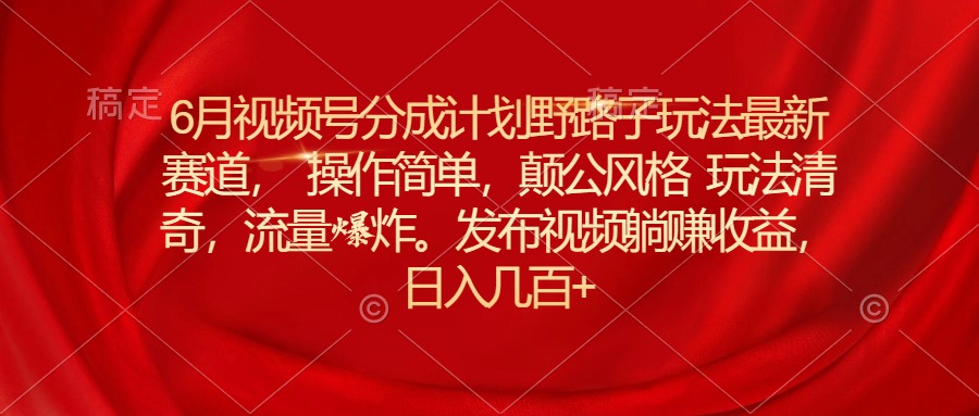 11040期视频号分成新攻略 野路子玩法 操作简便 风格独特-九零创业网