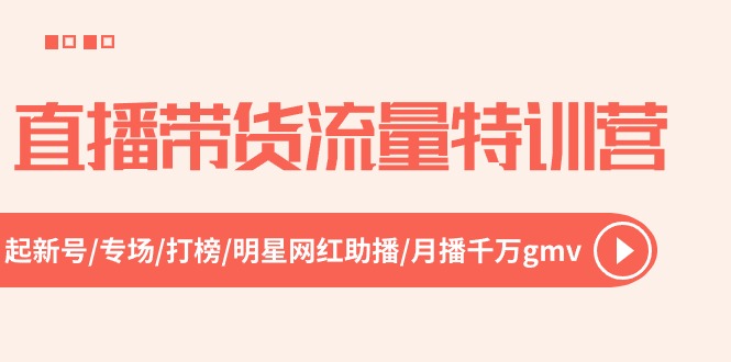 10971期流量特训营 明星网红助力 月破千万GMV直播带货秘籍-九零创业网