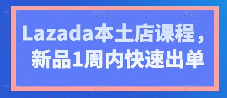 Lazada本土店速成 新品一周热销出单快