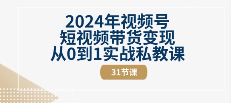 2024视频号带货私教课 31节短视频变现攻略