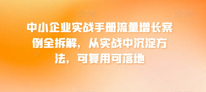 中小企业流量增长实战秘籍 案例深度解析