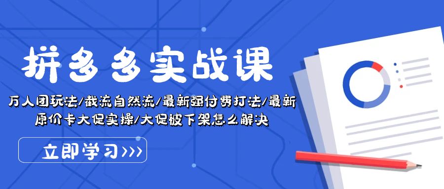拼多多实战课 万人团策略+自然流截流+付费打法+原价卡大促攻略-九零创业网