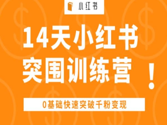 14天小红书速成营 零基础千粉变现达人养成记-九零创业网