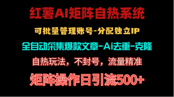 10828期红薯矩阵 独家不死号 日引流500+秘技揭秘