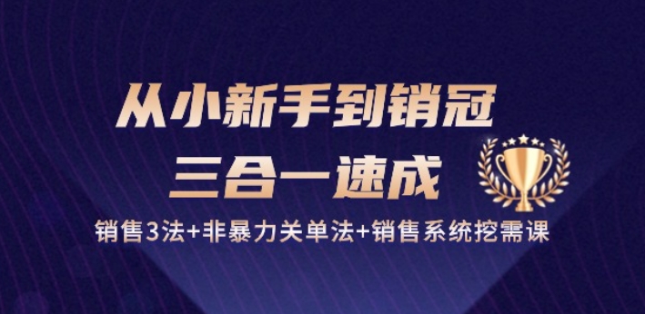 新手速成销冠 三合一销售秘诀课程-九零创业网