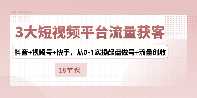 抖音+视频号+快手流量起盘 短视频平台流量获客实战攻略-九零创业网