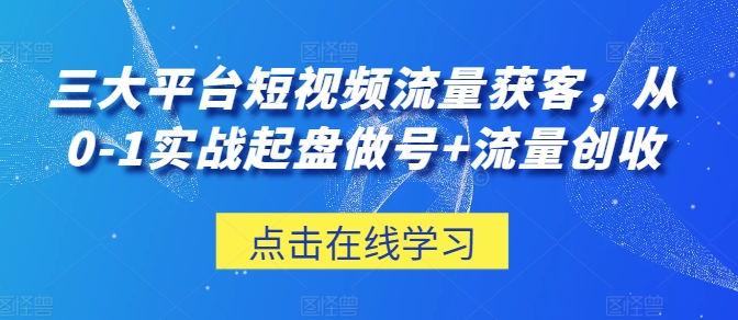 短视频流量获客实战 从0到1打造平台爆款创收之路-九零创业网