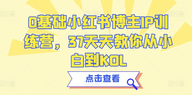 37天速成KOL 小白变博主 小红书IP训练营启航