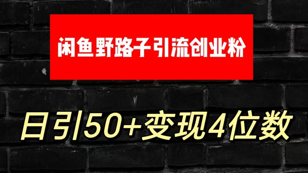 大眼闲鱼野路子 日引50+粉 变现四位数秘诀-九零创业网