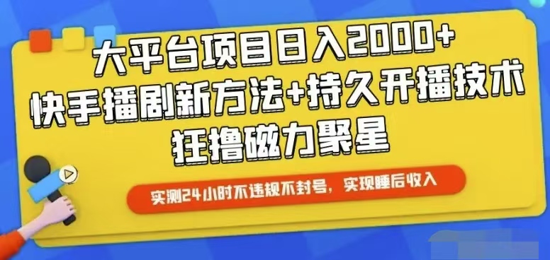 快手24小时无人直播 睡后收益轻松赚不停-九零创业网