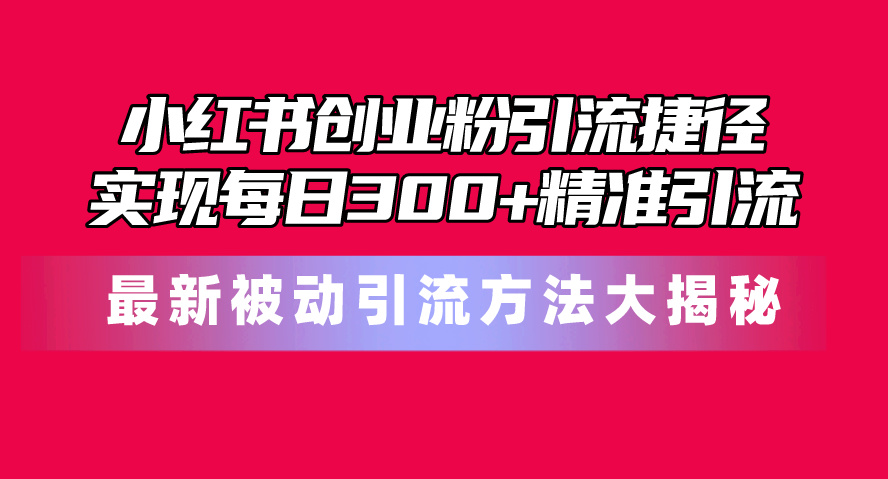 小红书创业粉引流秘籍 每日300+精准流量 轻松上手-九零创业网