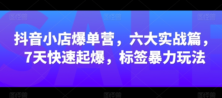 抖音小店爆单营 7天标签暴力玩法 快速起爆秘诀-九零创业网