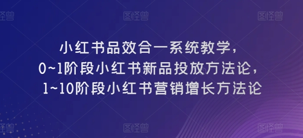 小红书品效合一教学 新品投放与营销增长策略-九零创业网