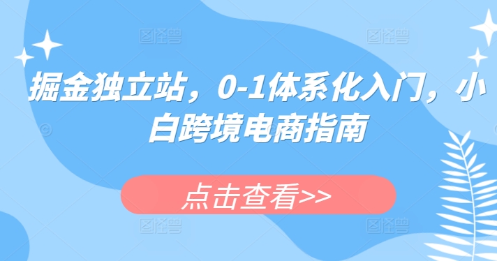 掘金独立站入门指南 小白跨境电商速成秘籍