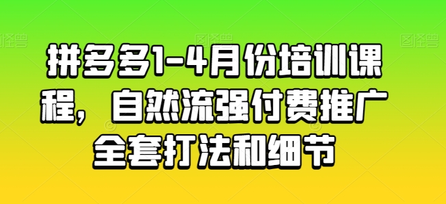 拼多多1 4月培训精华 付费推广全攻略揭秘
