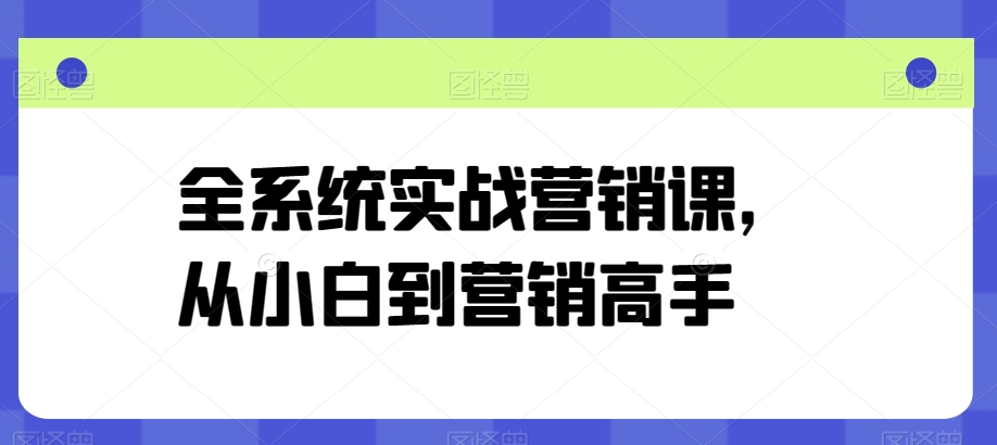 实战营销速成 小白蜕变营销达人-九零创业网
