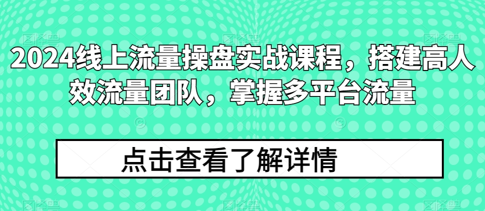 打造高效率流量团队 多平台流量操盘2024实战