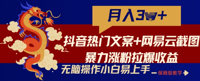 抖音热文+网易云图 小白速成涨粉神器 收益翻倍-九零创业网