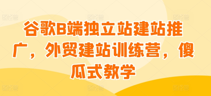 谷歌B端外贸建站速成营 傻瓜教学 轻松推广-九零创业网