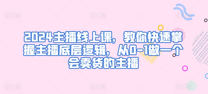 2024主播速成课 从零开始 学会带货技巧-九零创业网