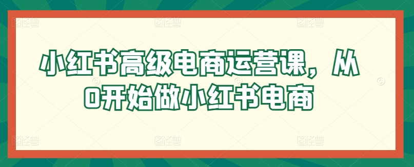 从零起步 小红书电商运营课 打造爆款秘籍-九零创业网