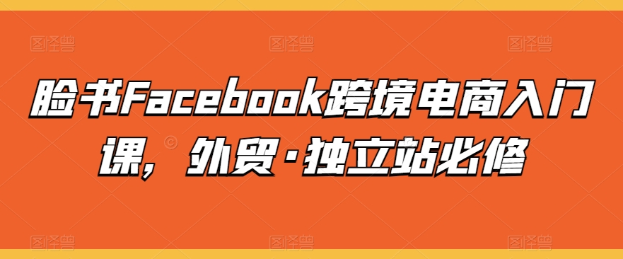 Facebook跨境电商入门 外贸独立站必学攻略-九零创业网