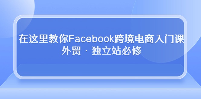 Facebook跨境电商实战教程 外贸独立站必学19课精华汇总