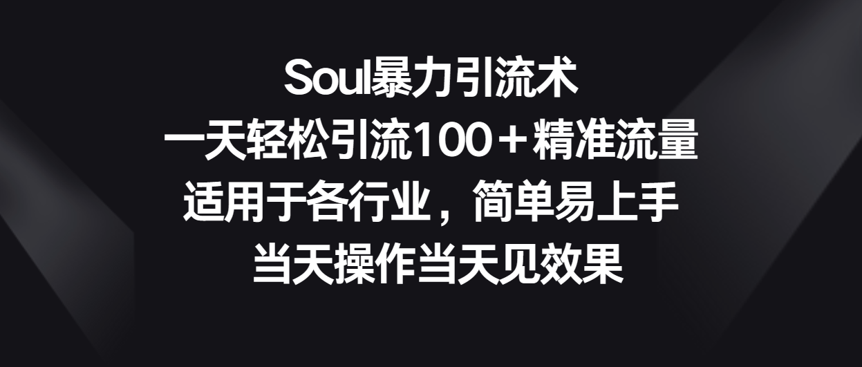 Soul引流秘籍 日吸百精准客 行业通用易学-九零创业网