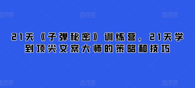 21天文案大师速成营 掌握顶尖策略-九零创业网