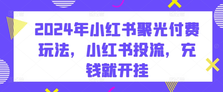 2024小红书聚光付费 充钱解锁流量加速秘籍-九零创业网
