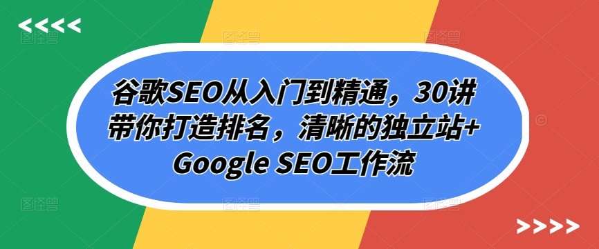 谷歌SEO入门精通30课 构建独立站Google排名全攻略-九零创业网
