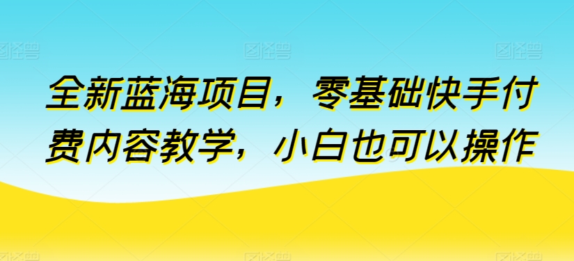 零基础快手付费教学 小白速成蓝海项目达人-九零创业网