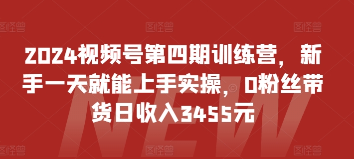 2024视频号训练营 新手速成带货王 日入3455元