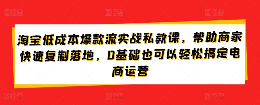 淘宝爆款私教课 零基础轻松学 低成本打造电商爆款