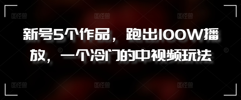 冷门中视频新玩法 5部作品引爆100万播放 揭秘秘诀-九零创业网
